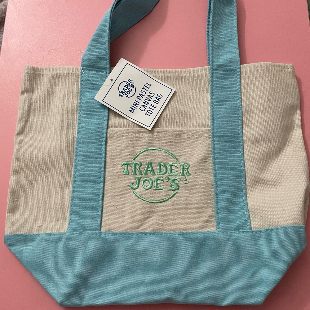 Trader Joe’s Cream and Blue Tote Bag